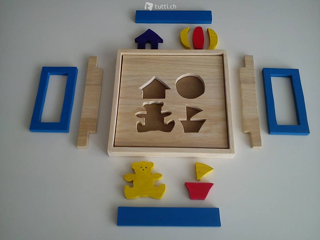 Puzzle 2-stufig aus Holz, NEU