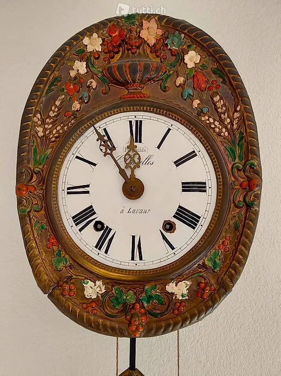 Wand- Pendel-Uhr Fleurie Comptoise + Morez Uhr (Franz. Jura