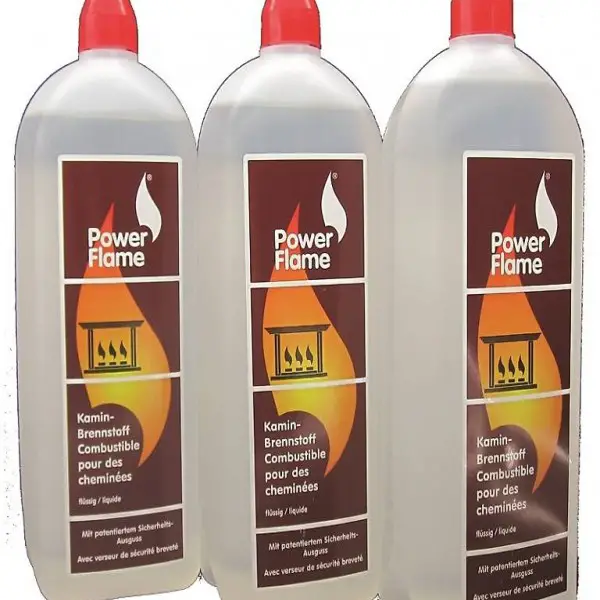 PowerFlame® Combustible pour cheminées Bioéthanol, 3x1000ml