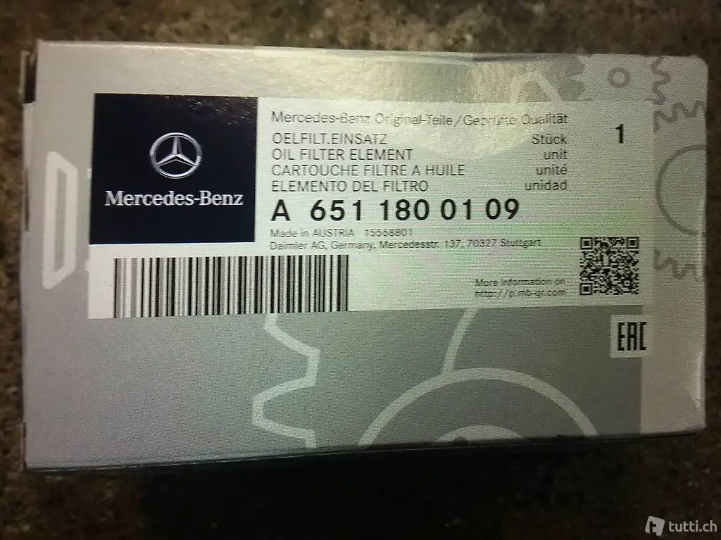 Ölfilter Mercedes Benz A 651 180 01 09