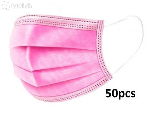  50 Einweg - Mund- und Nasenmaske pink
