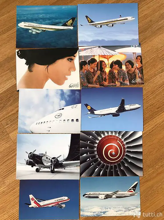 Seltene Airline Aviatik Flugzeug Postkarten