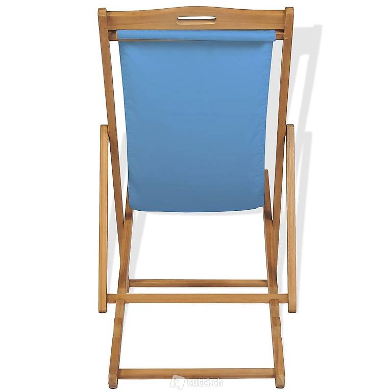  Liegestuhl Teak 56×105×96 cm Blau