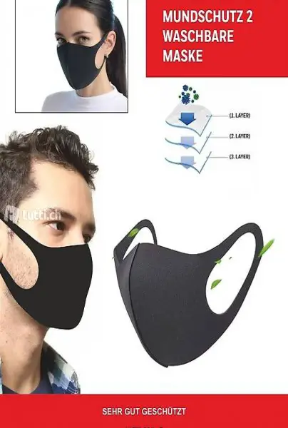  Mund-Nasen Maske Mundschutz Elastisch 3 Stück Neoprenstoff