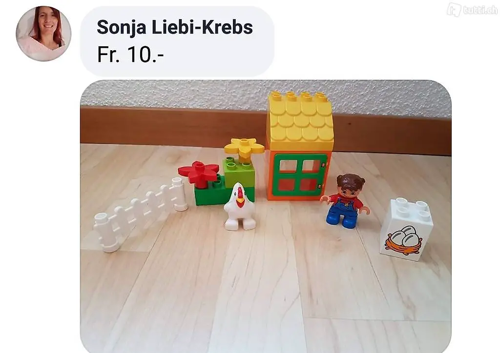 Lego Duplo Bauernhof Mädchen mit Huhn