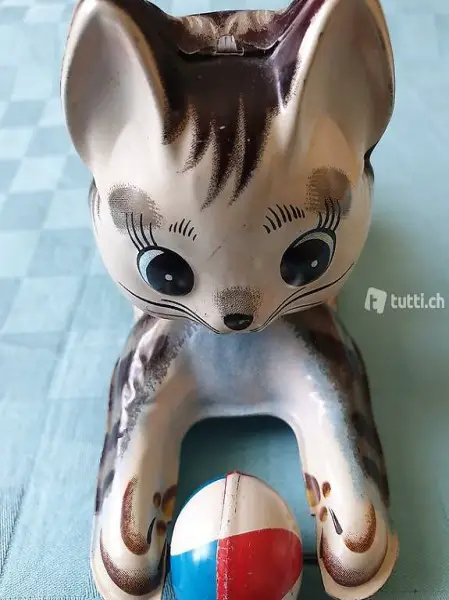  Blechspielzeug Katze mit Ball Japan