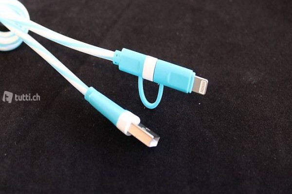 Portofrei 2in1 Blau. Micro Lighting kabel iPhone Samsung