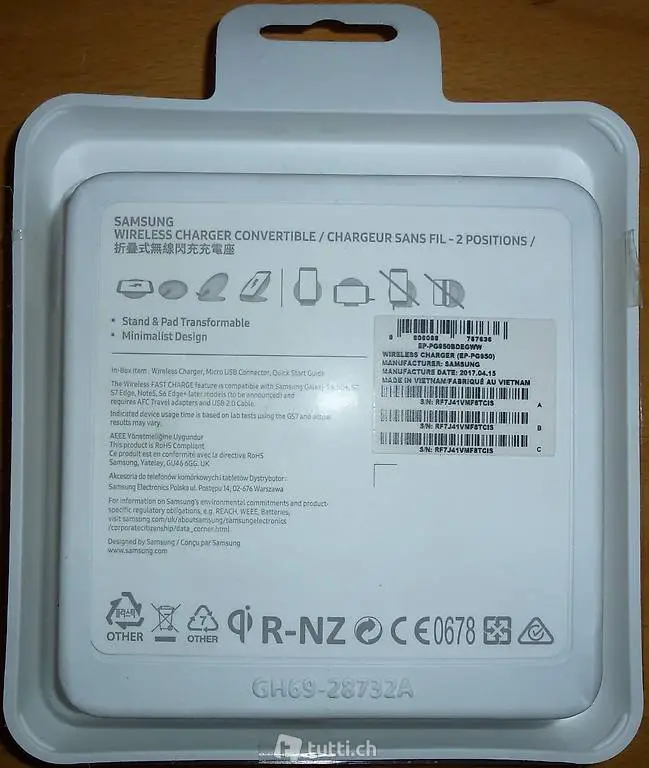 Samsung Wireless Charger Convertible Pads-Stand Braun neu