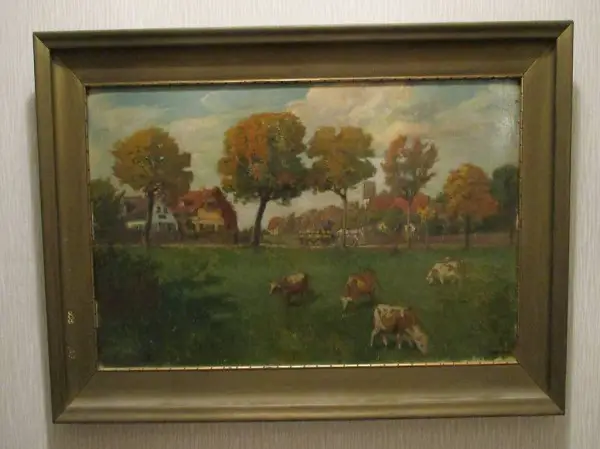 Landschaft mit Kühen Schwyz Öl-Gemälde Kunst Bayern 1916