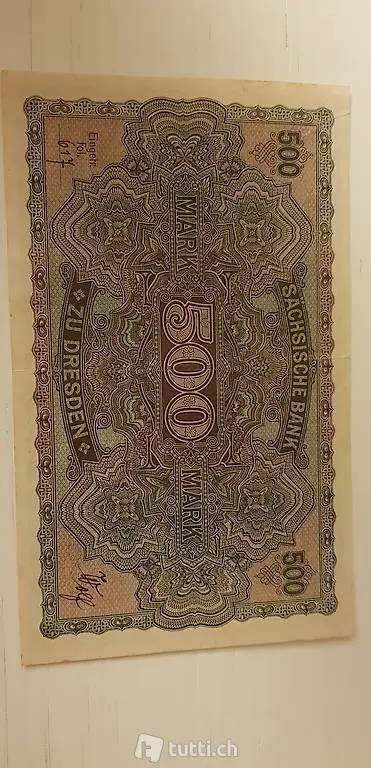 500 Mark (1922) + 1 Dollar Banknote (1981)