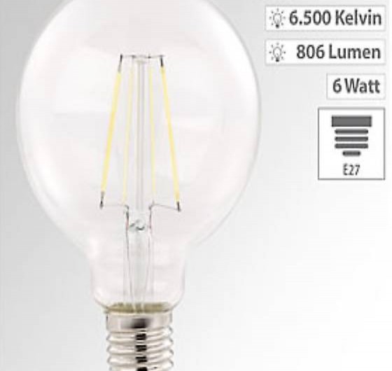  LED-Filament-Birne, E27, A++, 6 W, 806 lm, 360°, tageslichtw
