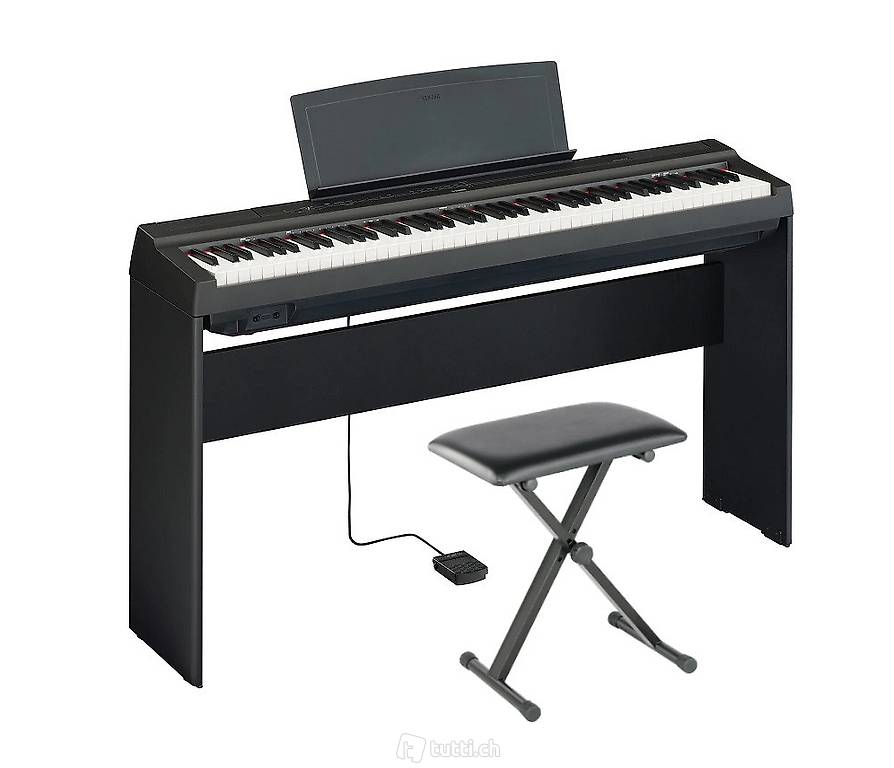  Miete ein schwarzes Yamaha P-125 E-Piano Klavier zum Üben