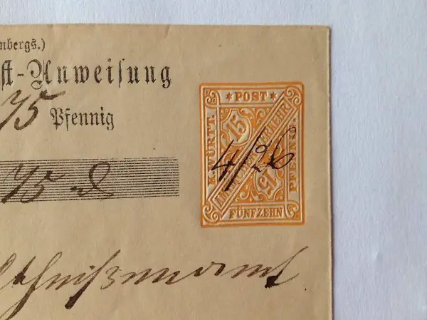 Postanweisung 1889 Württemberg