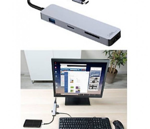  USB-Hub DeX Smartphone-PC-Adapter, USB C PD, 3xUSB 3.0, HDMI
