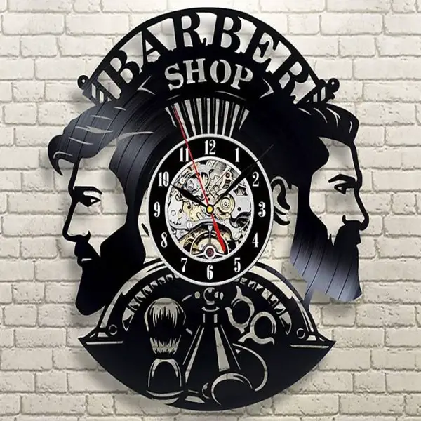 Schallplatten Vinyl Wanduhr Barber Shop