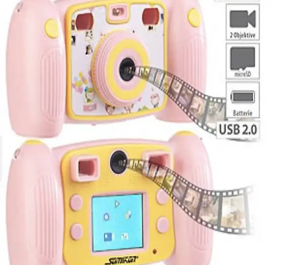  Kinder-Full-HD-Digitalkamera, 2. Objektiv für Selfies & 2 Su