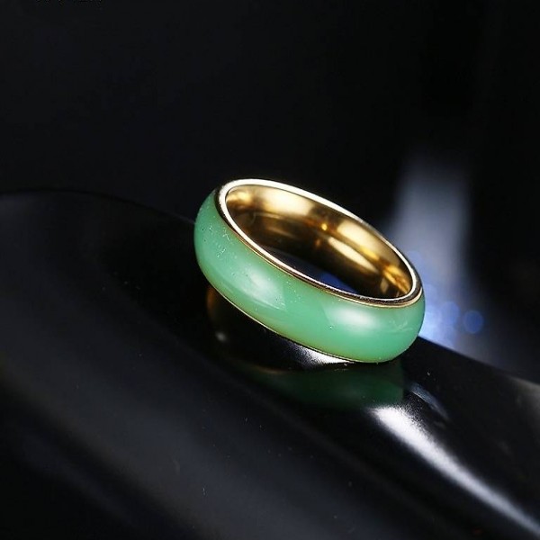 742N Grüne Keramik-Edelstahl Damen Ring